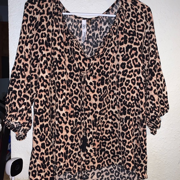 NY Collection Leopard Print Blouse - Picture 1 of 1